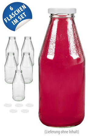 Weithalsflasche 500 ml mit Facetten, 6er Set