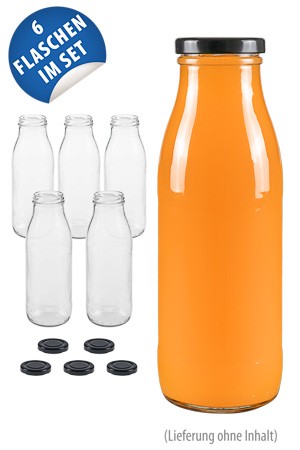 Weithalsflasche 500 ml, 6er Set