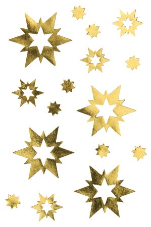 Deko-Aufkleber 'Weiße Sterne in goldenen Sternen